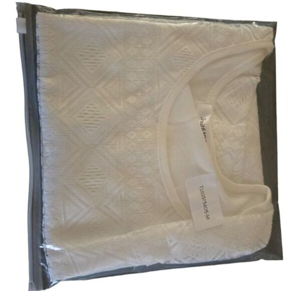 Chiffon & Lace Short Sleeve Blouse White Size M - Picture 6 of 7